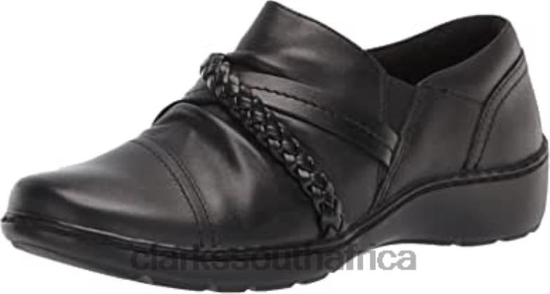 Black Leather Clarks Women's Cora Braidshoe Loafer 84040803 Women Clarks Black Leather