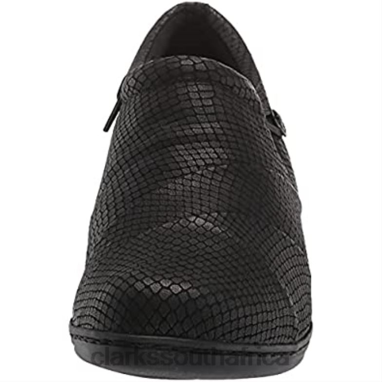 Clarks Women's Channing Ann Loafer Black Embossed 840402842 Women Clarks Black Embossed