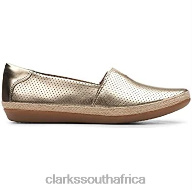 Clarks Women's Danelly Sky Loafer Champagne Synthetic Metallic Champagne 840402362 Women Clarks Champagne