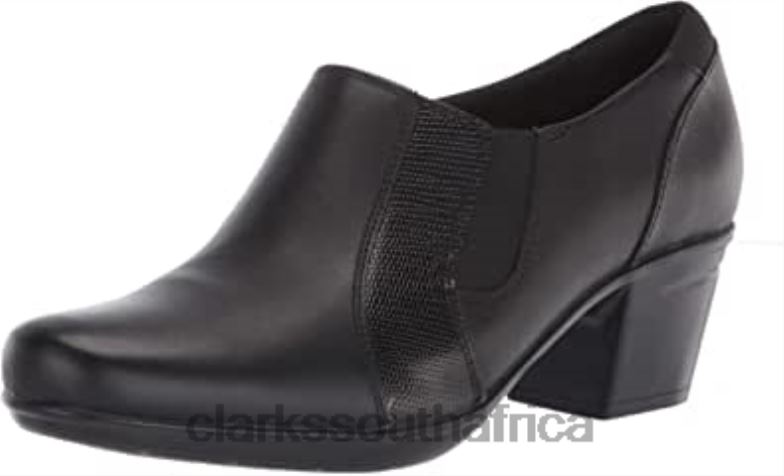 Clarks Women's Emslie Chelsea Loafer Black Leather Synthetic Lizard 840401290 Women Clarks Black Leather Synthetic Lizard