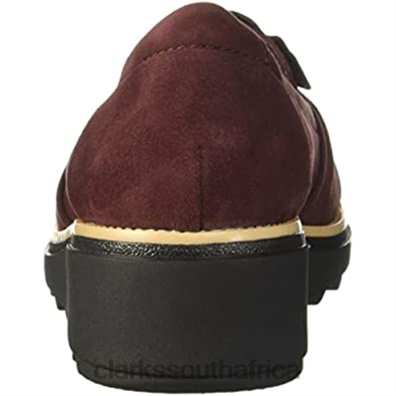Clarks Women's Sharon Dasher Loafer Burgundy Suede 840401194 Women Clarks