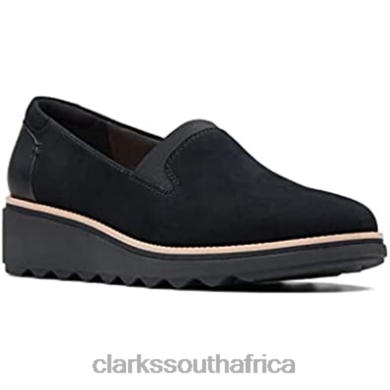 Clarks Women's Sharon Dolly Platform Loafer Black Suede W Dark Tan World 840401506 Women Clarks Black Suede W Dark Tan World