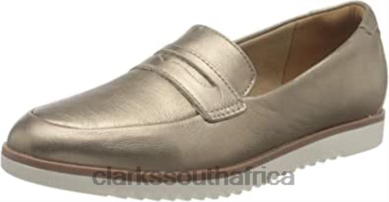Metallic Leather Clarks Women's Serena Terri Loafer Flat 84040808 Women Clarks Metallic Leather