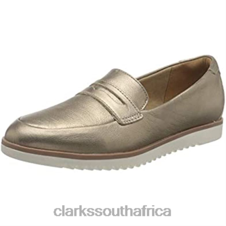 Metallic Leather Clarks Women's Serena Terri Loafer Flat 84040808 Women Clarks Metallic Leather