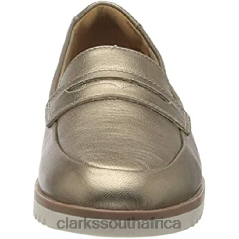 Metallic Leather Clarks Women's Serena Terri Loafer Flat 84040808 Women Clarks Metallic Leather