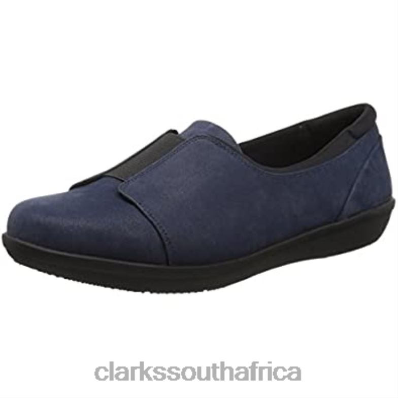 Navy Synthetic Nubuck Clarks Women's Ayla Band Loafer 840401600 Women Clarks Navy Synthetic Nubuck