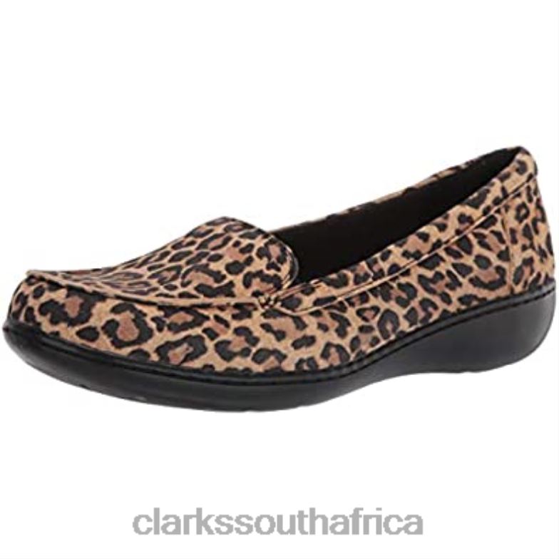 Tan Leopard Suede Clarks Women's Ashland Jam Loafer 840402907 Women Clarks Tan Leopard Suede