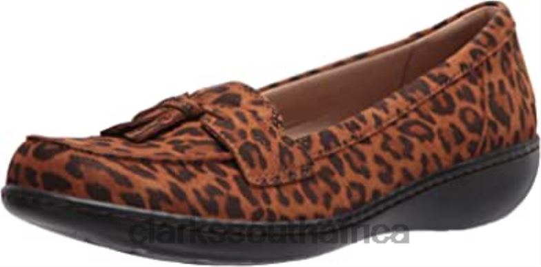Women's Ashland Bubble Loafer Dark Tan Leopard Clarks 840402174 Women Clarks Dark Tan Leopard