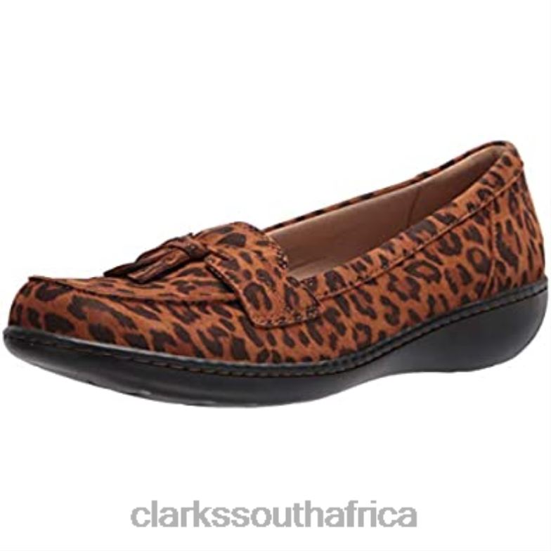 Women's Ashland Bubble Loafer Dark Tan Leopard Clarks 840402174 Women Clarks Dark Tan Leopard