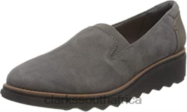 Women's Sharon Dolly Loafer Clarks Grey Suede W Dark Tan World 84040309 Women Clarks Grey Suede W Dark Tan World