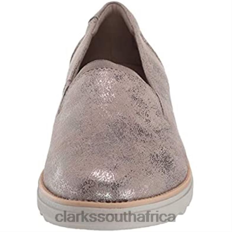 Women's Sharon Dolly Loafer Pewter Metallic Textile Clarks 840402318 Women Clarks Pewter Metallic Textile