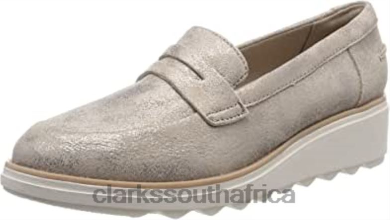 Women's Sharon Ranch Pen Ny Loafer Beige Pewter Clarks 840401462 Women Clarks Beige Pewter