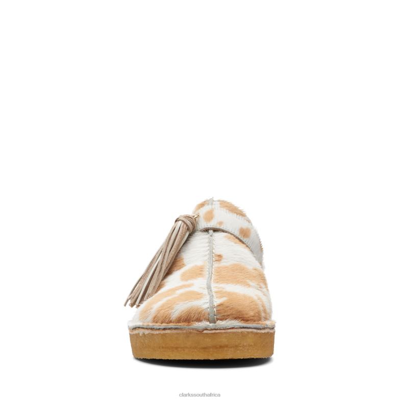 Clarks Tan Cow Print Trek Mule 840403417 Women Clarks Tan Cow Print