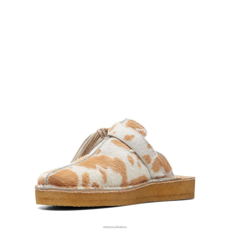 Clarks Tan Cow Print Trek Mule 840403417 Women Clarks Tan Cow Print