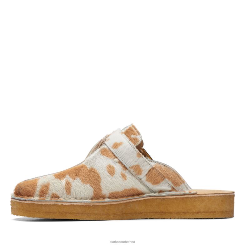 Clarks Tan Cow Print Trek Mule 840403417 Women Clarks Tan Cow Print