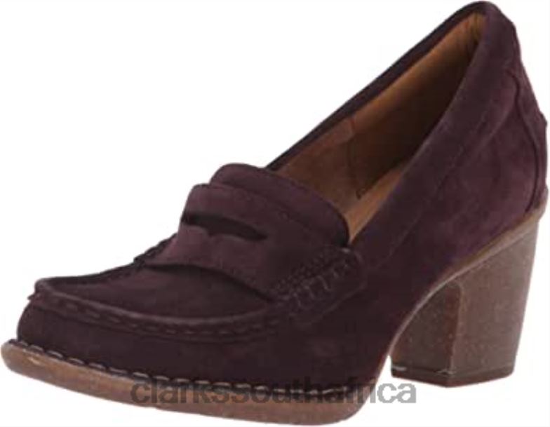 Clarks Aubergine Suede Women's Carleta Belle 840401449 Women Clarks Aubergine Suede