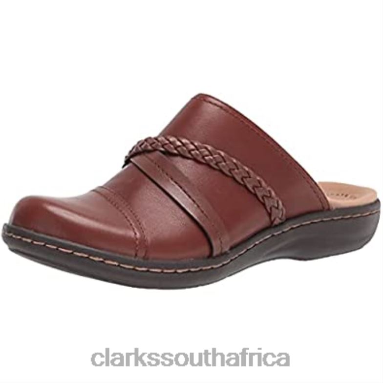 Clarks Women's Laurieann Step Clog Dark Tan Leather 840401906 Women Clarks Dark Tan Leather