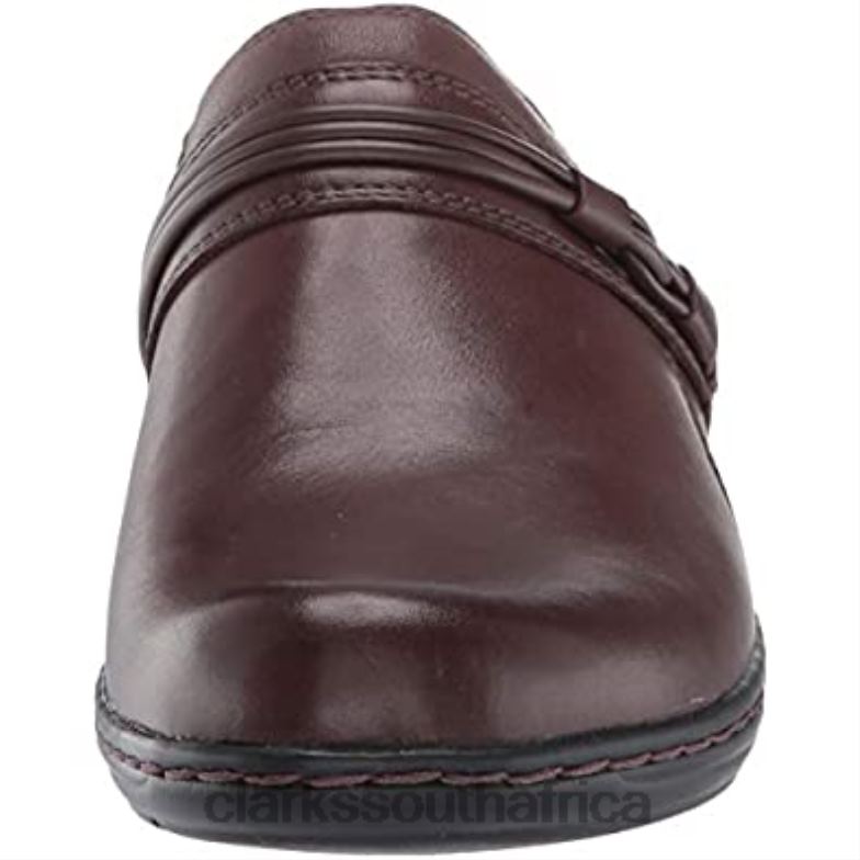 Dark Brown Leather Clarks Women's Leisa Clover Clog 840402152 Women Clarks Dark Brown Leather