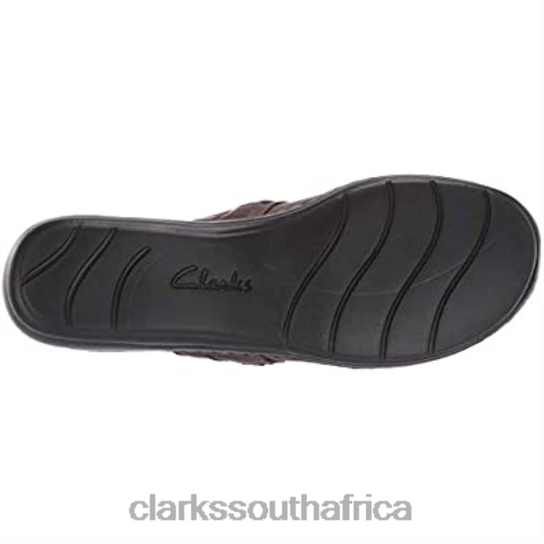 Dark Brown Leather Clarks Women's Leisa Clover Clog 840402152 Women Clarks Dark Brown Leather