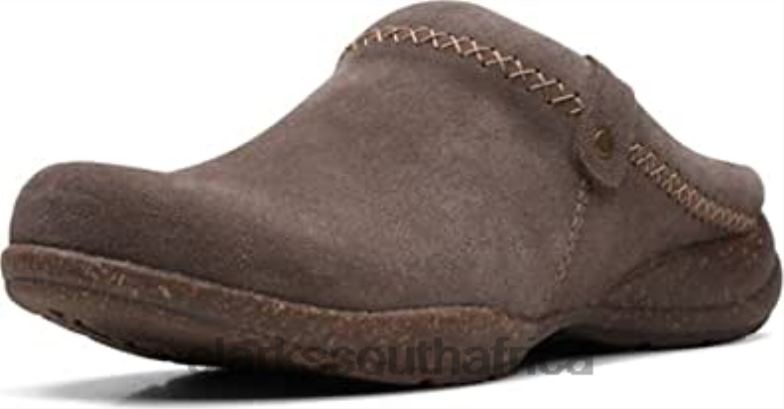 Dark Taupe Suede Clarks Women's Roseville Echo Clog 84040243 Women Clarks Dark Taupe Suede