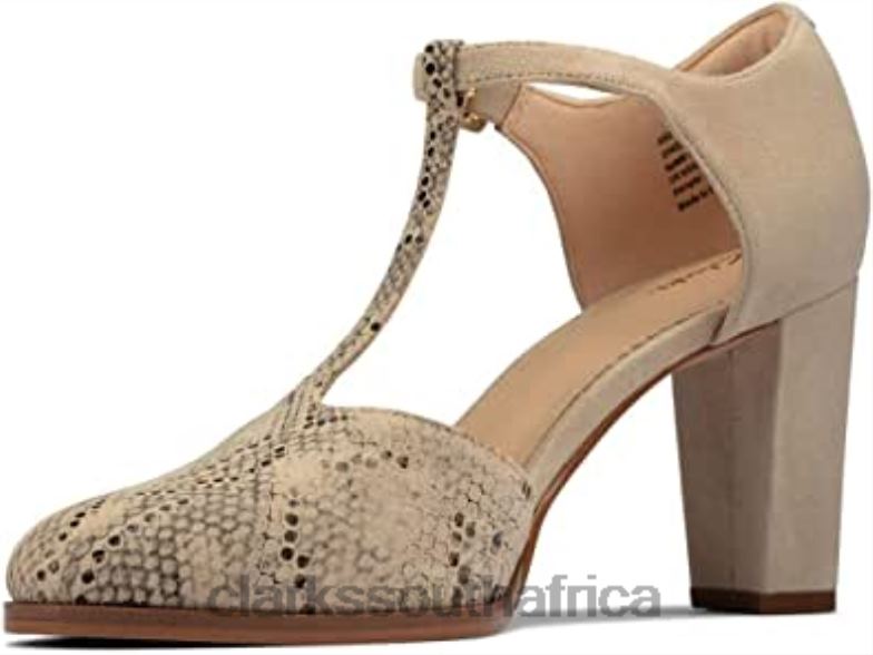 Women's Kayl85 Tbar 2 Shoes Taupe Snake Clarks 840401022 Women Clarks Taupe Snake