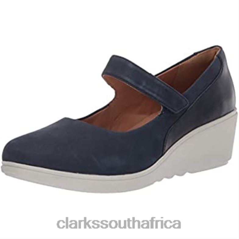 Women's Un Tallara Ivy Platform Clarks Navy Nubuck Leather Combi 84040565 Women Clarks Navy Nubuck Leather Combi