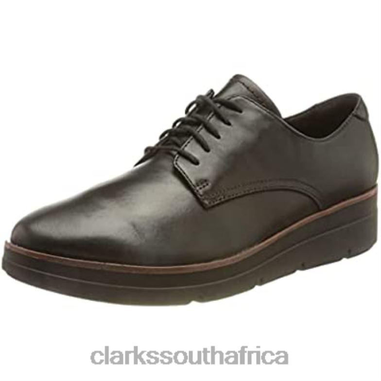 Clarks Black Leather Women's Shayllace Oxford 840401185 Women Clarks Black Leather