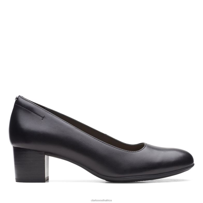 Black Leather Clarks Linnae Pump 840403048 Women Clarks Black Leather