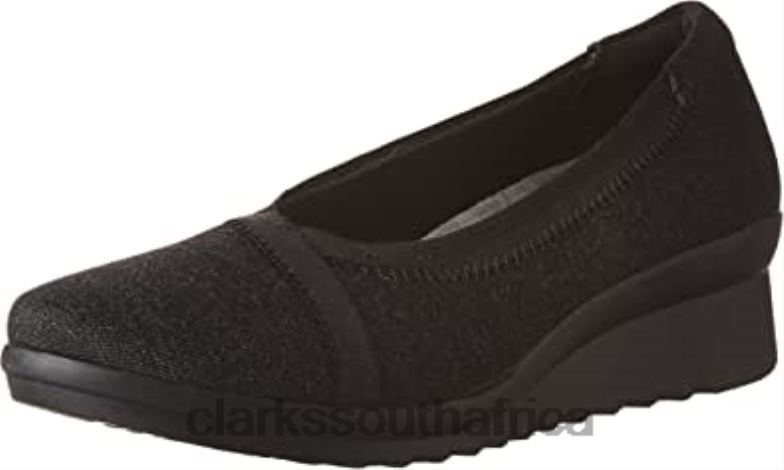 Black Textile Women's Caddell Dash Wedge Pump Clarks 840402572 Women Clarks Black Textile