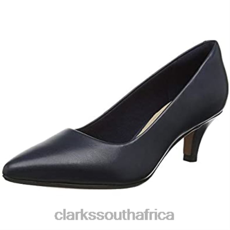 Blue Navy Leather Women's Linvale Jerica Pump Clarks 84040388 Women Clarks Blue Navy Leather