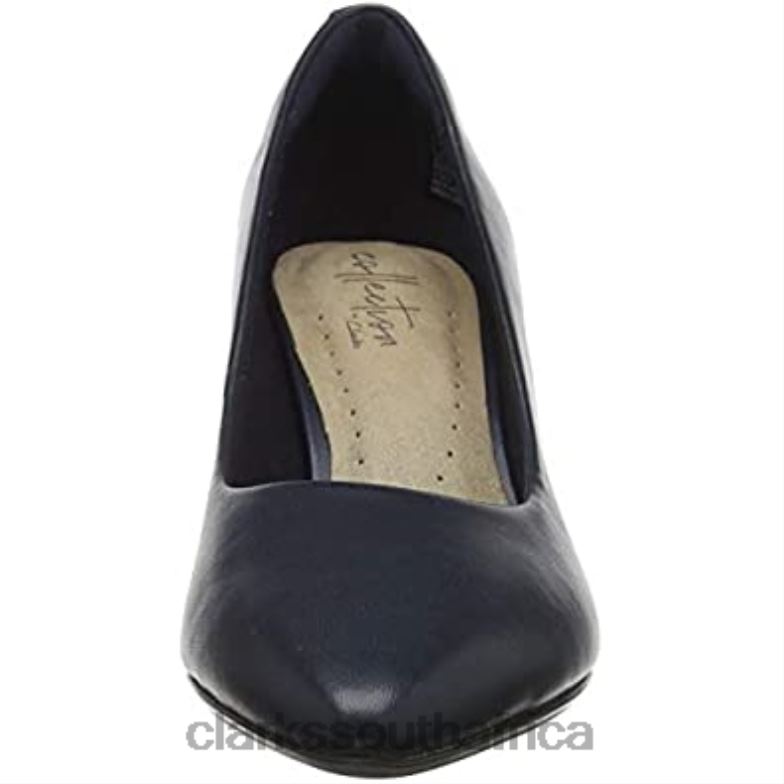 Blue Navy Leather Women's Linvale Jerica Pump Clarks 84040388 Women Clarks Blue Navy Leather