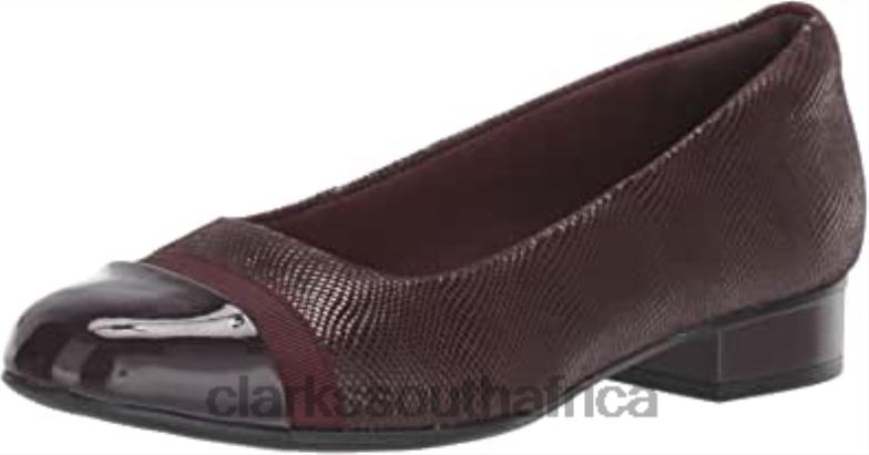 Clarks Burgundy Suede Print Synthetic Women's Juliet Petra Pump 840401945 Women Clarks Burgundy Suede Print Synthetic