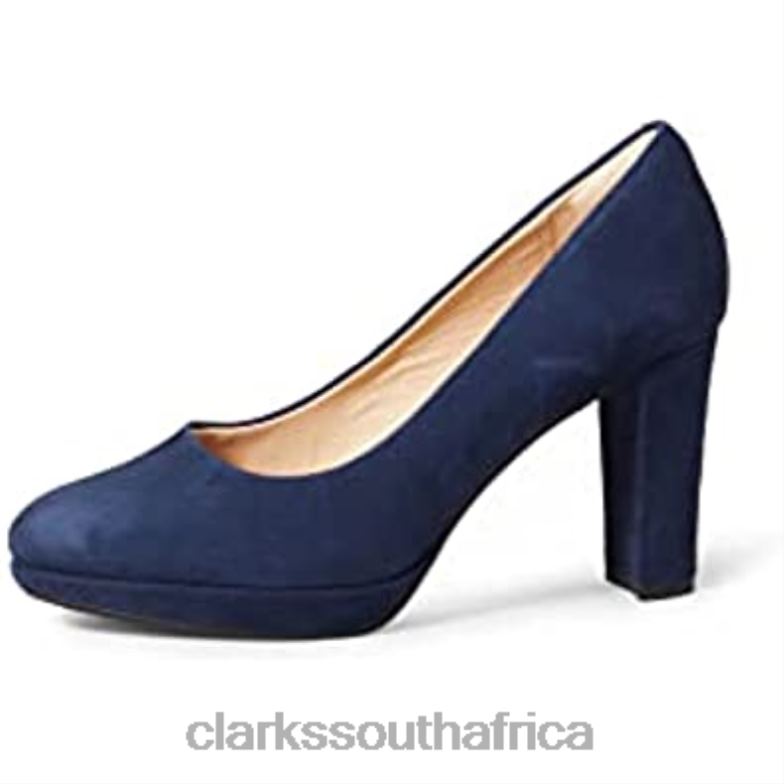Clarks Navy Suede Women's Kendra Sienna Closed-Toe Pumps 84040649 Women Clarks Navy Suede