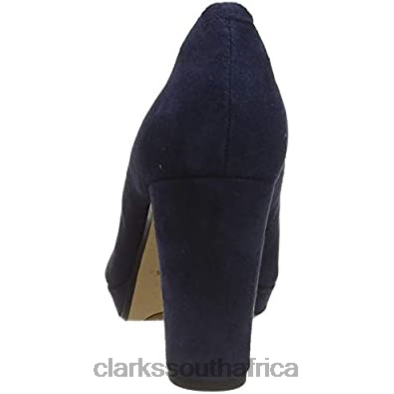 Clarks Navy Suede Women's Kendra Sienna Closed-Toe Pumps 84040649 Women Clarks Navy Suede