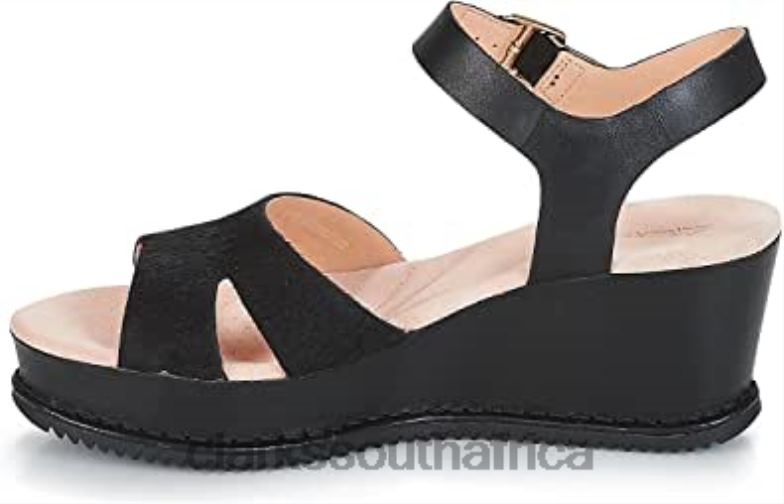 Black Clarks Women's Akilah Eden Ankle Strap Sandals 840401232 Women Clarks Black Leather
