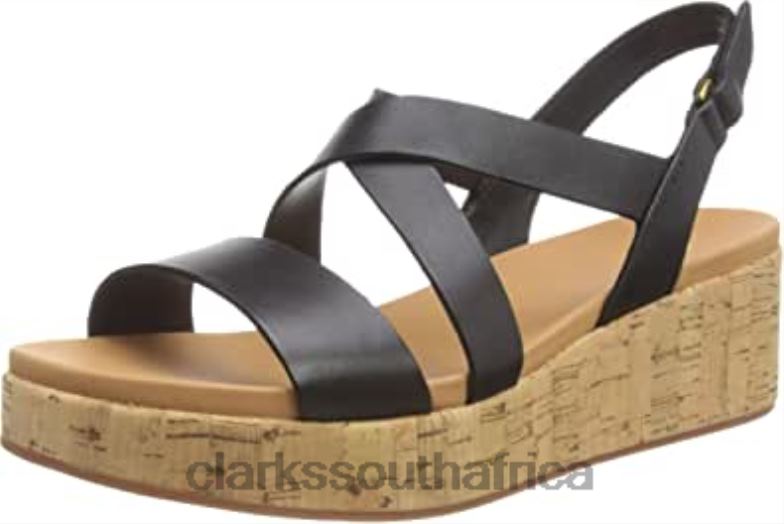 Black Clarks Women's Kimmei Cork Wedge Sandal 840402011 Women Clarks Black