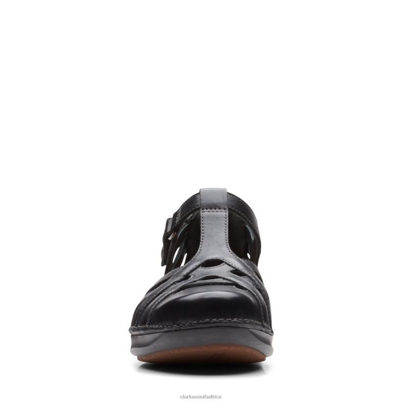 Black Leather Clarks Appley Way 840403363 Women Clarks Black Leather