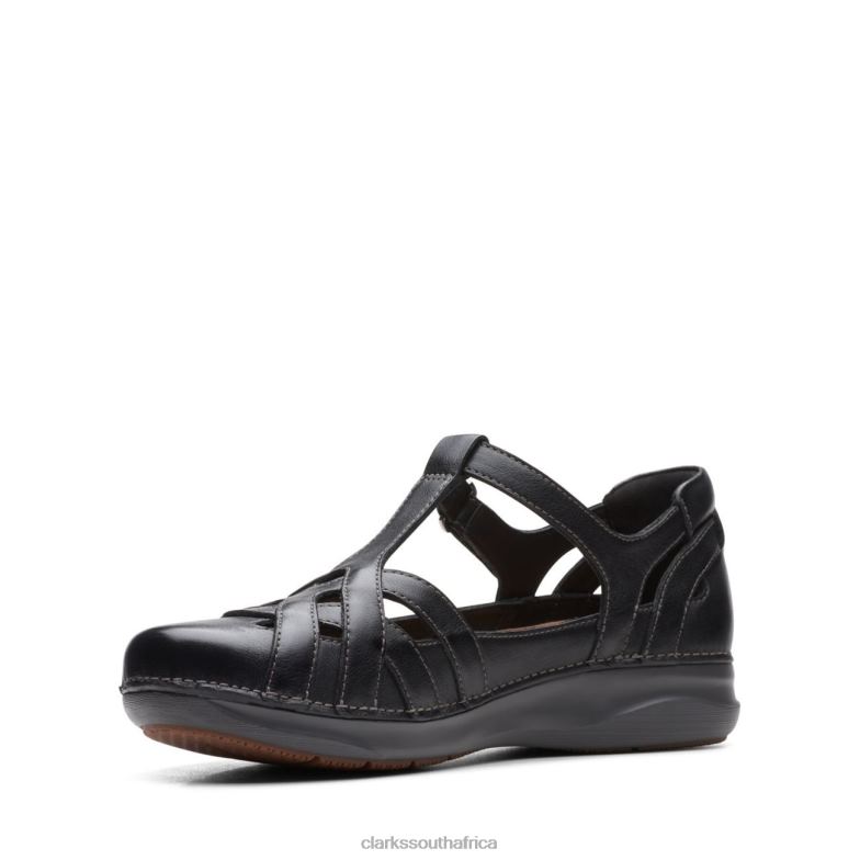 Black Leather Clarks Appley Way 840403363 Women Clarks Black Leather