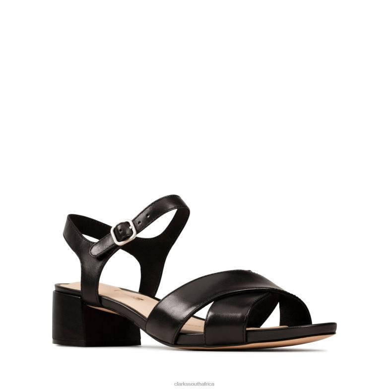 Black Leather Clarks Sheer35 Strap 840403251 Women Clarks Black Leather