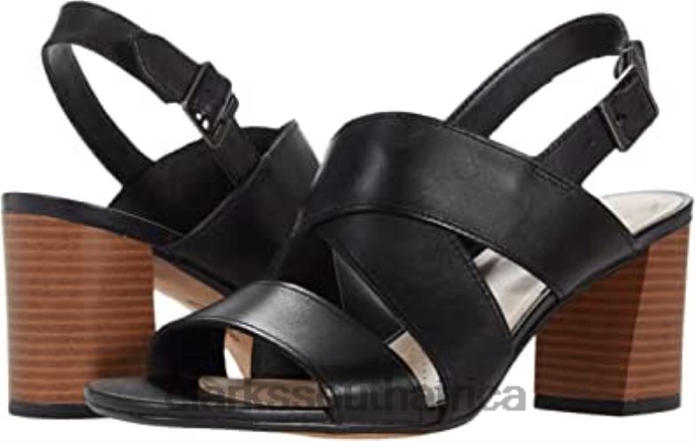 Black Leather Clarks Women's Jocelynne Bao Heeled Sandal 840402347 Women Clarks Black Leather
