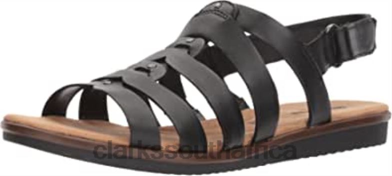 Black Leather Clarks Women's Kele Jasmine Sandal 840402072 Women Clarks Black Leather