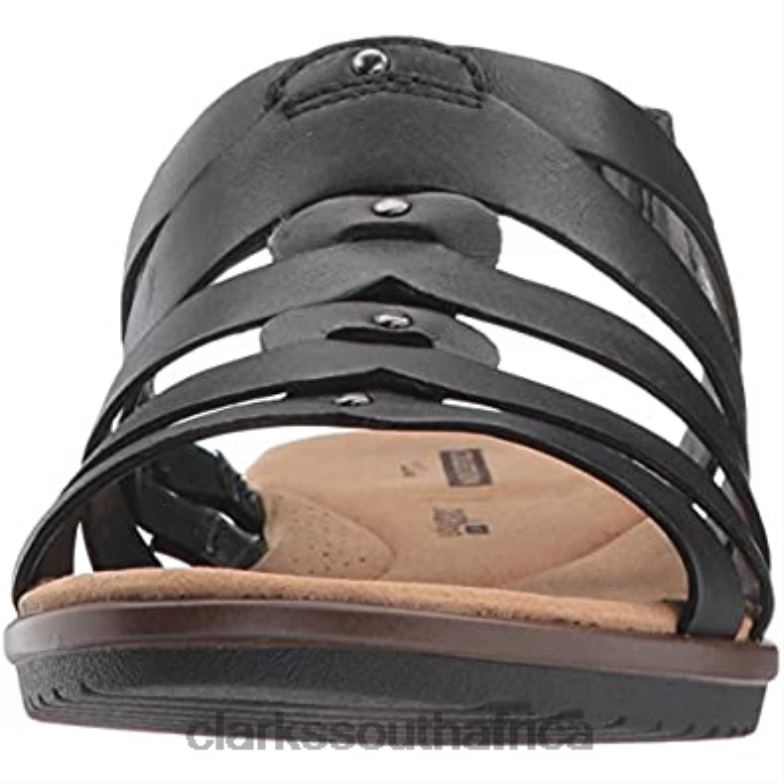 Black Leather Clarks Women's Kele Jasmine Sandal 840402072 Women Clarks Black Leather