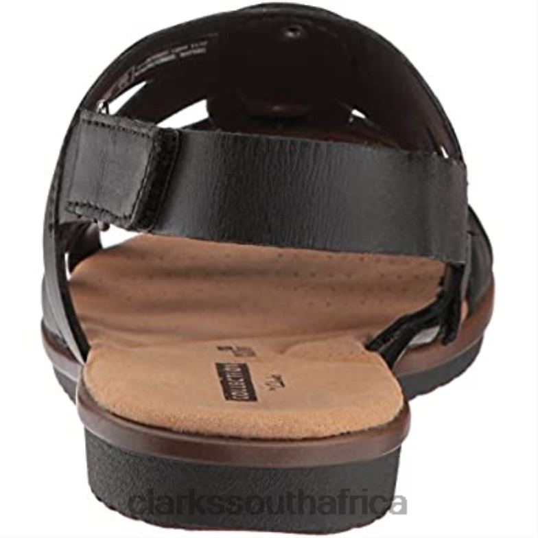 Black Leather Clarks Women's Kele Jasmine Sandal 840402072 Women Clarks Black Leather