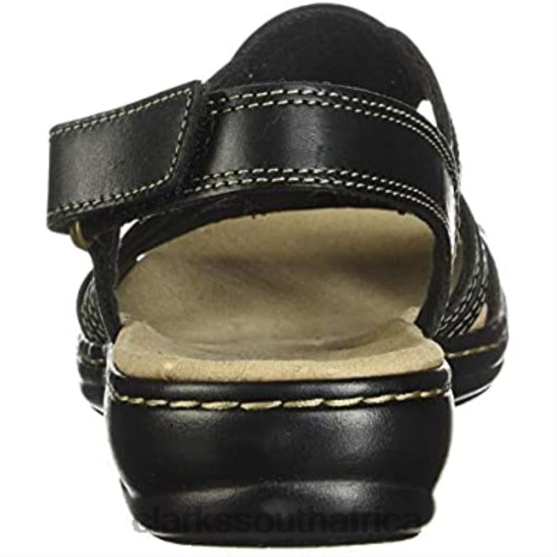 Black Leather Clarks Women's Leisa Janna Sandal 840402971 Women Clarks Black Leather