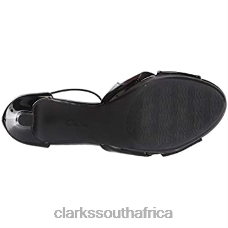 Black Patent Synthetic Clarks Women's Adriel Cove Heeled Sandal 840401771 Women Clarks Black Patent Synthetic