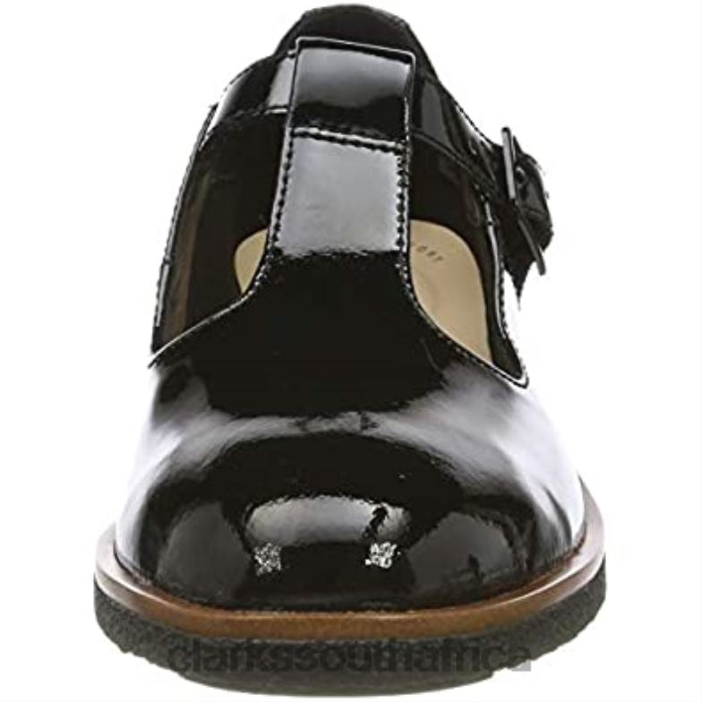 Clarks Black Women's Griff Town T-Bar Sandals 840402841 Women Clarks Black Pat Black Pat