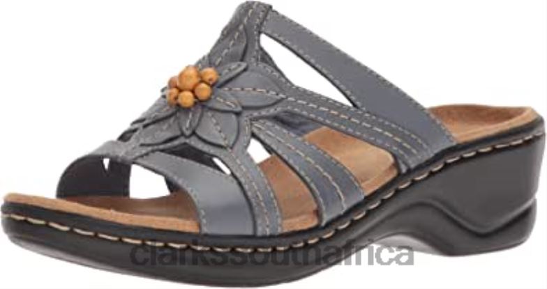 Clarks Blue Grey Leather Women's Lexi Myrtle Sandal 840402425 Women Clarks Blue Grey Leather