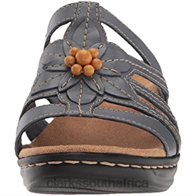 Clarks Blue Grey Leather Women's Lexi Myrtle Sandal 840402425 Women Clarks Blue Grey Leather