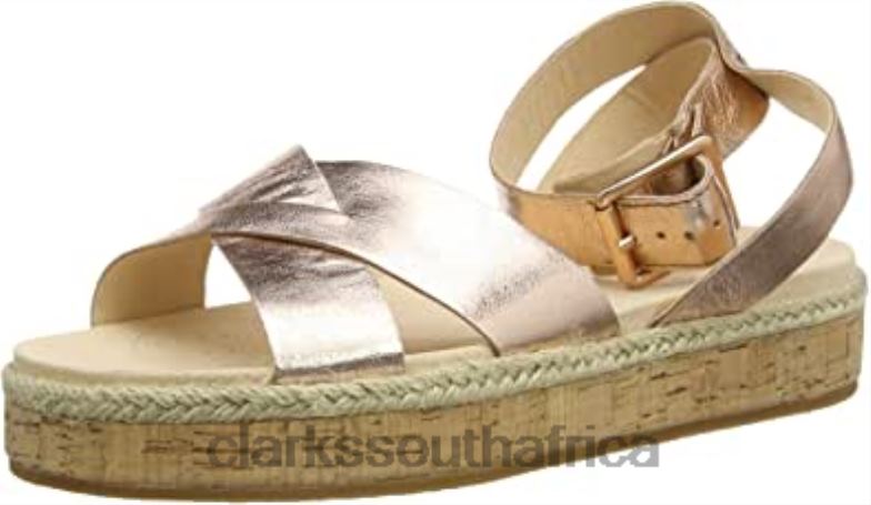 Clarks Gold Rose Gold Lea Rose Gold Lea Women's Botanic Poppy Ankle Strap Sandals 840401985 Women Clarks Rose Gold Lea