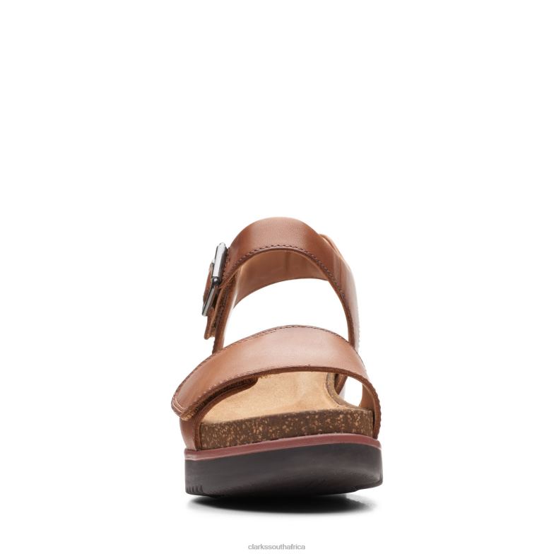 Clarks Lizby Strap Dark Tan Lea 840403274 Women Clarks Dark Tan Lea